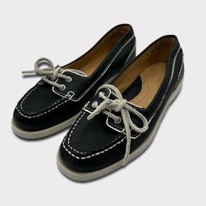 Sebago Docksides Deck Shoes Size 7 Black Leather Boat Shoe